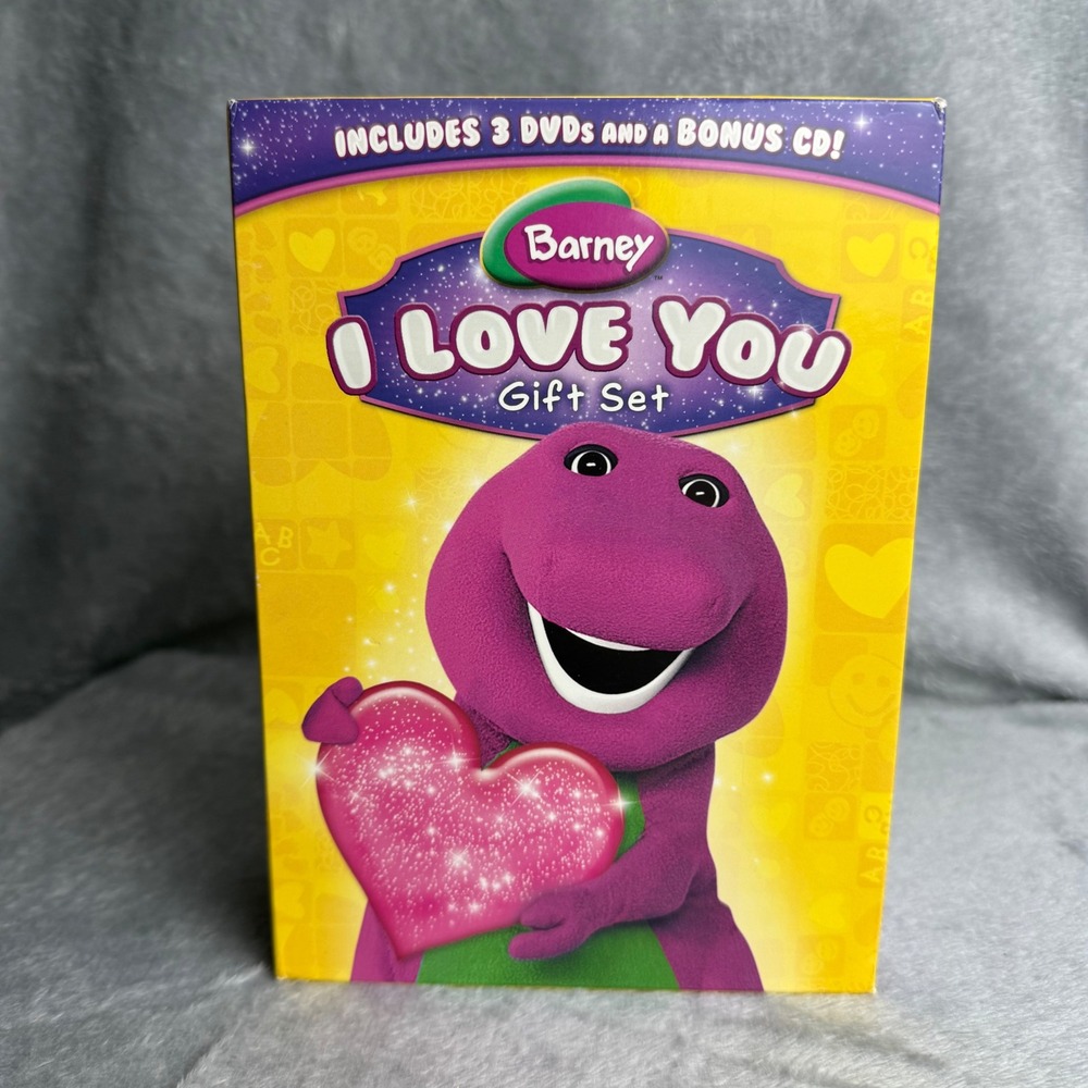 Barney I Love You Gift Set 3 DVD ABCs Songs Zoo & Bonus CD Dino-Tunes